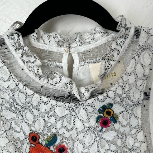 Anthropologie Maeve Macie lace embroidered beaded sleeveless top▪️size 0 - Picture 3 of 10